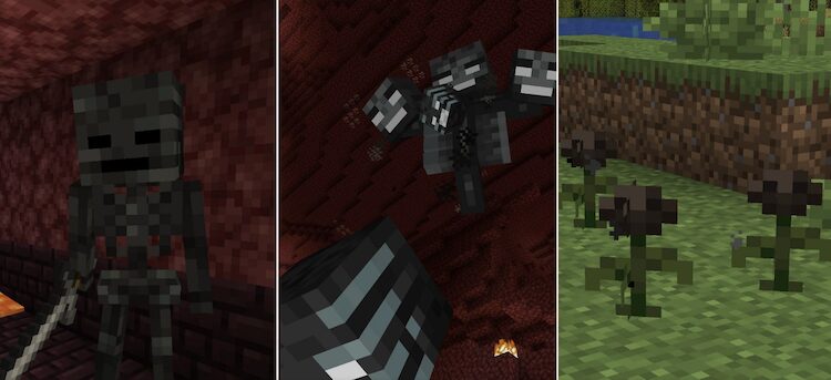 Wither, wither skeleton, و wither flowers می‌توانند این افکت را در بازی ماینکرفت را ایجاد کنند.